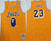 Lakers Bape 23 Lebron James Yellow 1996 97 Hardwood Classics Jersey,baseball caps,new era cap wholesale,wholesale hats